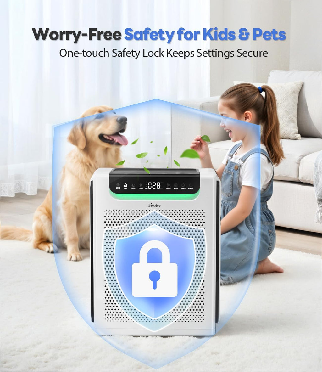 Air Purifiers for Home Large Room, Cover Up to 2600 Ft² with Washable Filters, Powerful Turbo Mode, PM2.5 Air Quality Display, 22dB Sleep Mode, Air Cleaner for Pets Hair, Smoke, Odors, HAP607, White